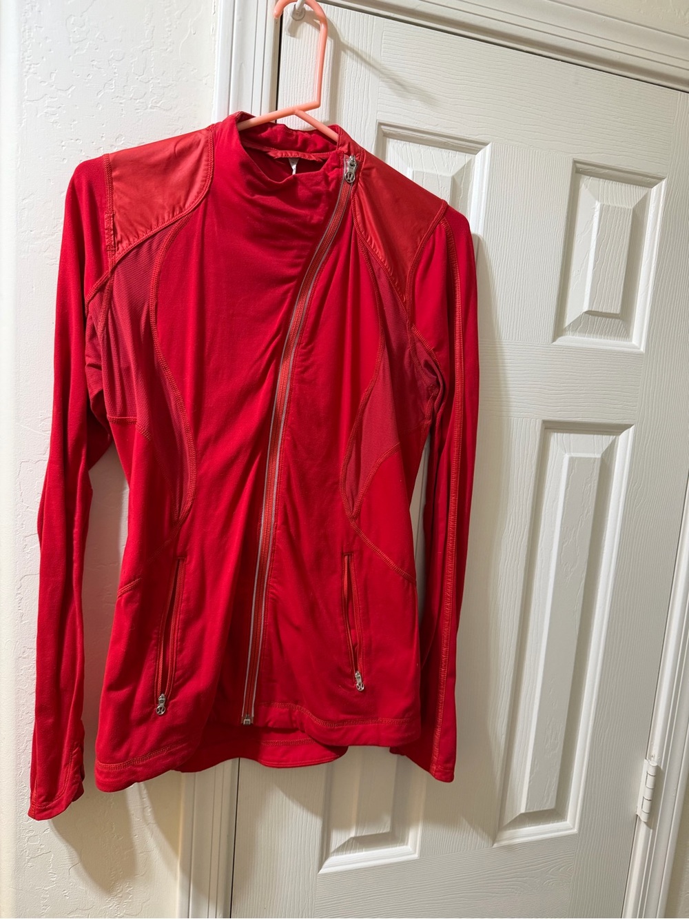 lululemon athletica Red Asymmetrical Zip Athletic Jacket
